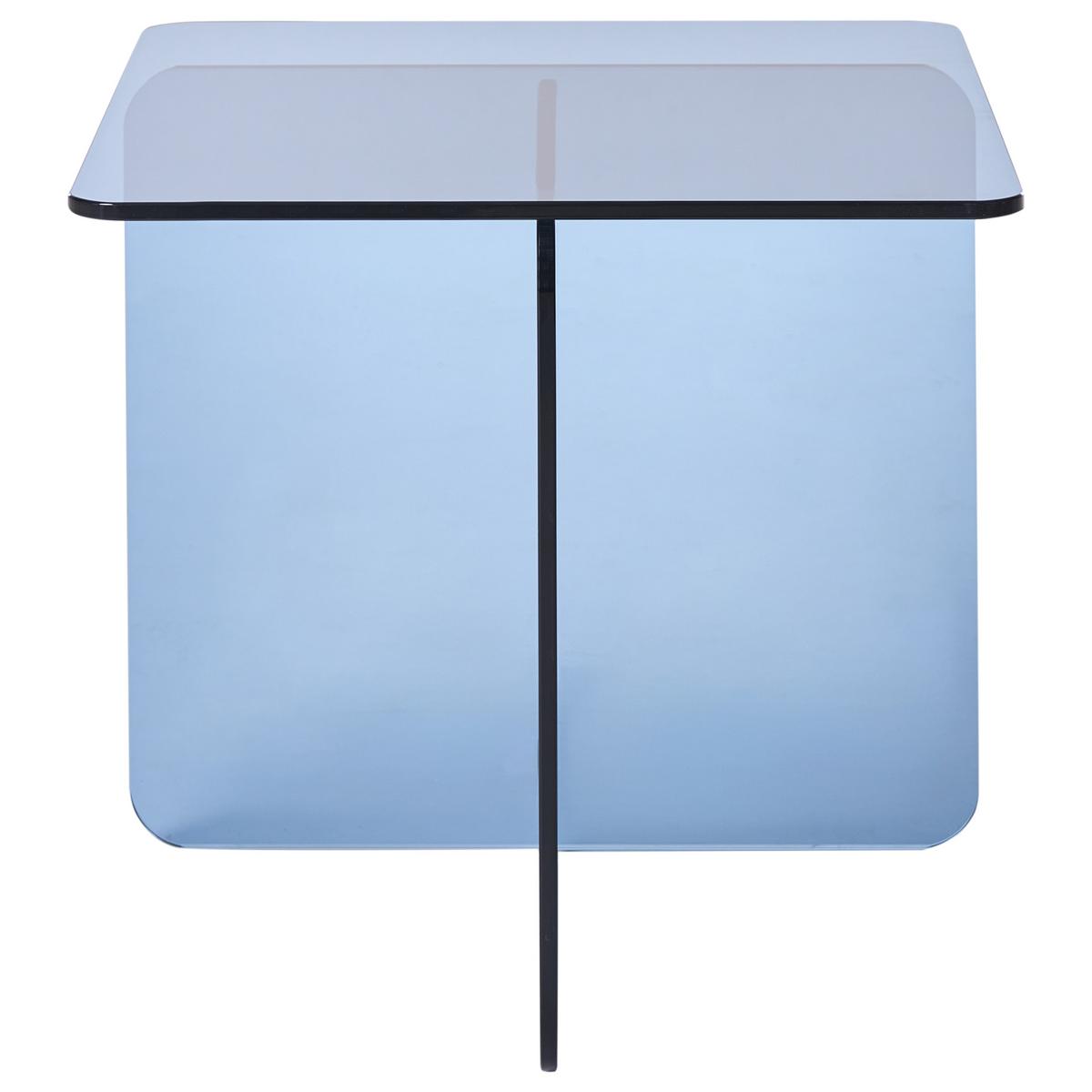 BEISTELLTISCH Sicherheitsglas Blau Amisk - Blau, Glas (50/50/46cm) - Beliani