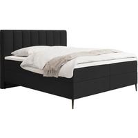 BOXBETT Allen mit Bettkasten, Boucle Schwarz 120x200 cm – inkl. H4 Taschenfederkern Matratze & Foam Topper - Schwarz, Textil/Metall (120/200cm) - WFL GROUP