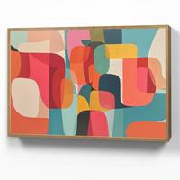 WANDLEUCHTE MIT AKKU Formen - Bunt - Abstrakt - Flugzeuge 100x70 cm - Multicolor, Holzwerkstoff (100/70/8cm) - OnlyWow