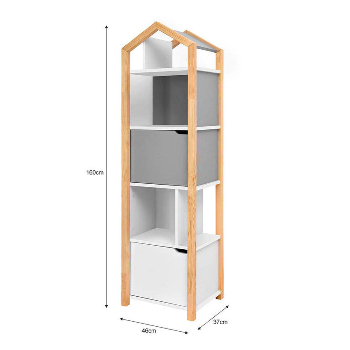 BÜCHERREGAL Grau und weiß - Weiß, Holzwerkstoff (46/160/37cm) - Petits-meubles