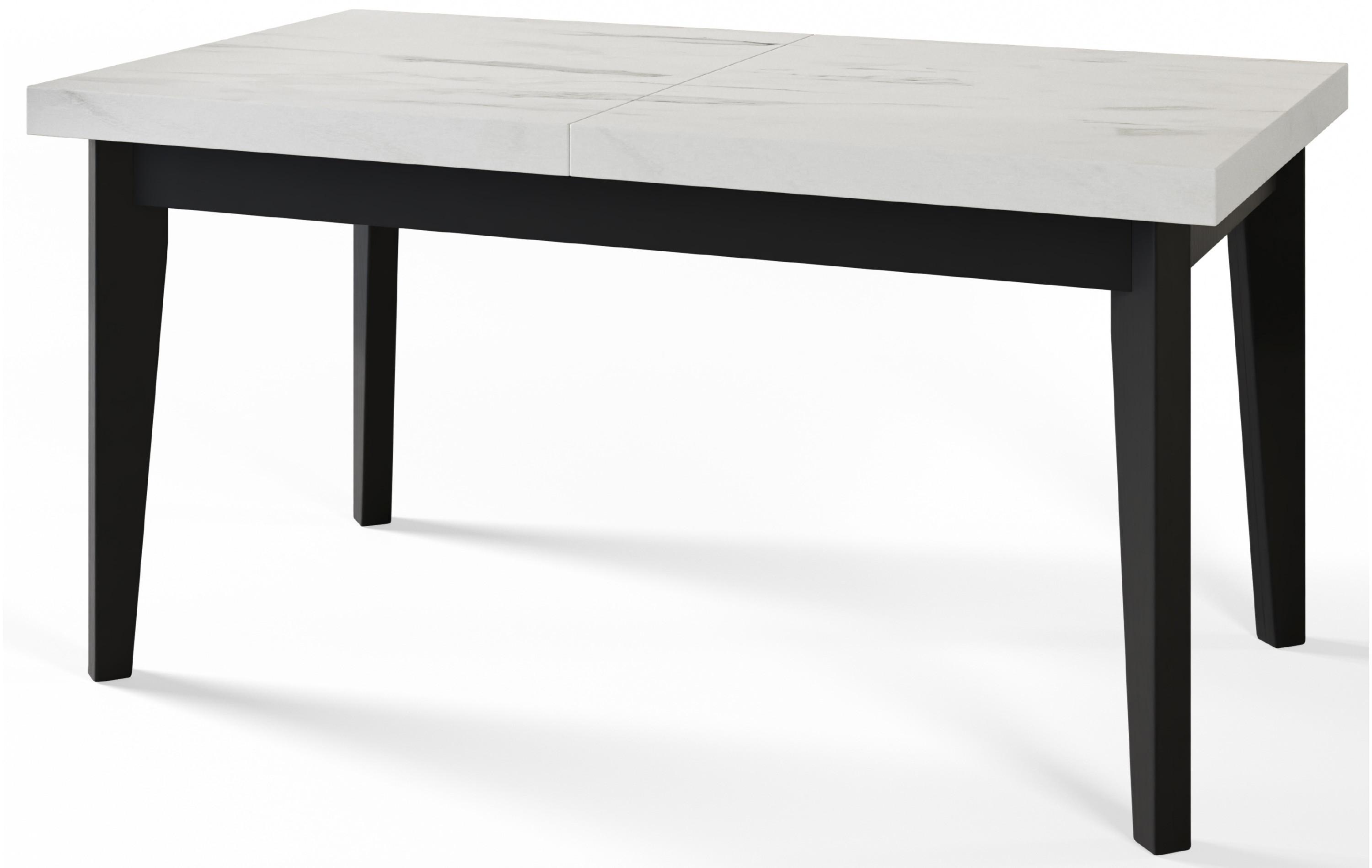 RECHTECKIGER Esszimmertisch SKANDI, ausziehbarer Tisch, Größe: 200-300X100X78 cm, Wohnzimmertisch Farbe: MARMUR, mit Holzbeinen in Farbe Schwarz - Hellgrau/Schwarz, Holzwerkstoff (200/100/78cm) - Alpi-Möbel