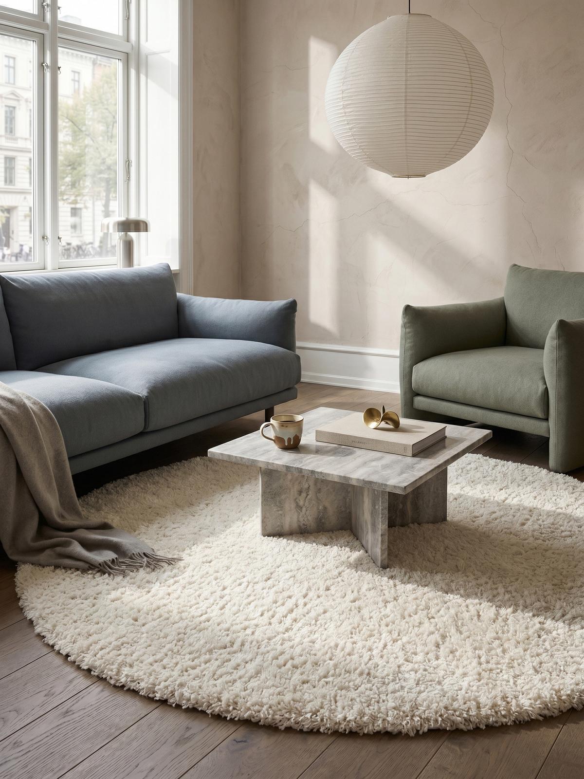 HOCHFLORTEPPICH RHEIN, einfarbig, aus Polypropylen, Creme, Ø 200 cm - Beige, Textil (200/200cm) - KADIMA DESIGN