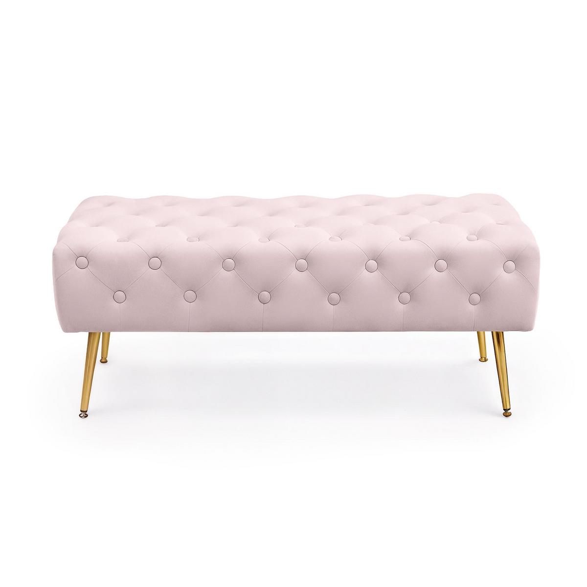 POLSTERBANK mit Samt - Optik Rosa 42/41/42 - Rosa, Textil (100/41/42cm) - RAUMHIRSCH FURNITURE