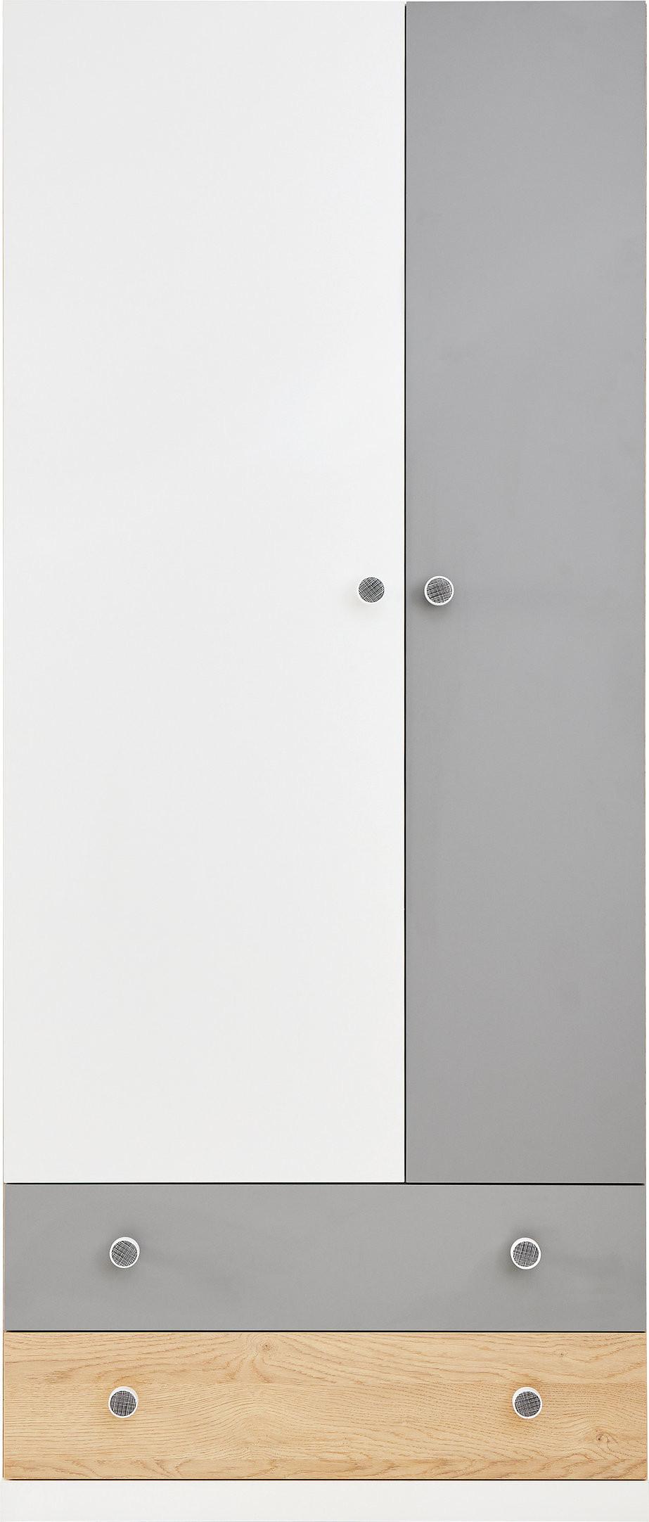 DREHTÜRENSCHRANK BRERA 80/190/50cm 2-türig Weiß - Weiß/Grau, Holzwerkstoff (80/190/50cm) - MASSENO