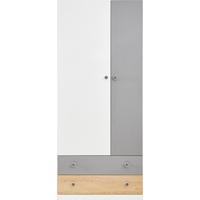 DREHTÜRENSCHRANK BRERA 80/190/50cm 2-türig Weiß - Weiß/Grau, Holzwerkstoff (80/190/50cm) - MASSENO