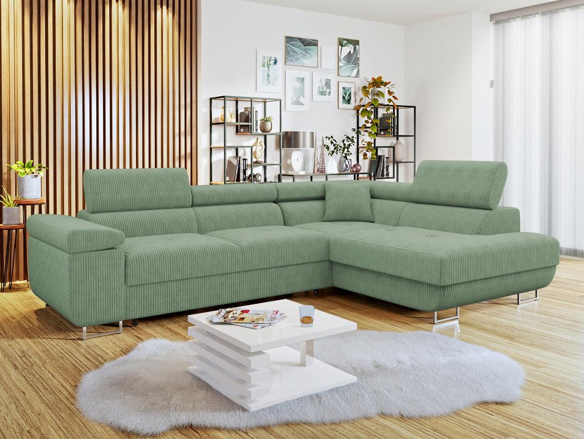 ECKSOFA Torezio Cord, Seite: Rechts - Grün, Holz/Textil (274/203cm) - MIRJAN24