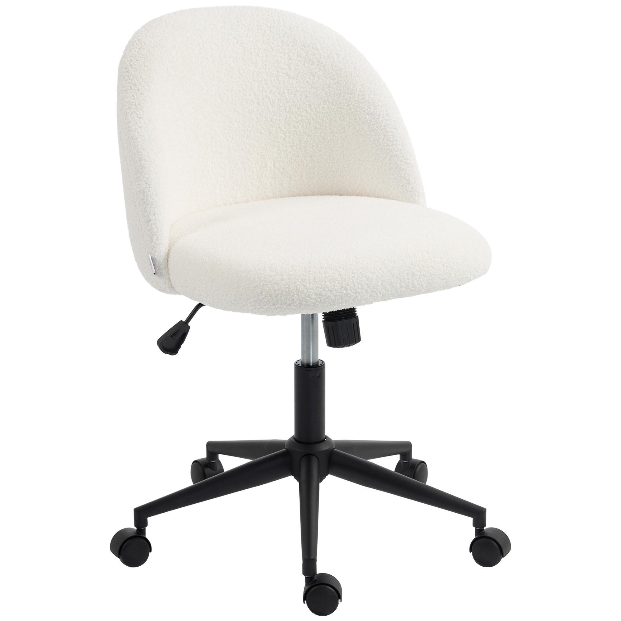 BÜROSTUHL Polyester Cremeweiß - Creme/Schwarz, Textil/Metall (52/84.5/59cm) - HOMCOM