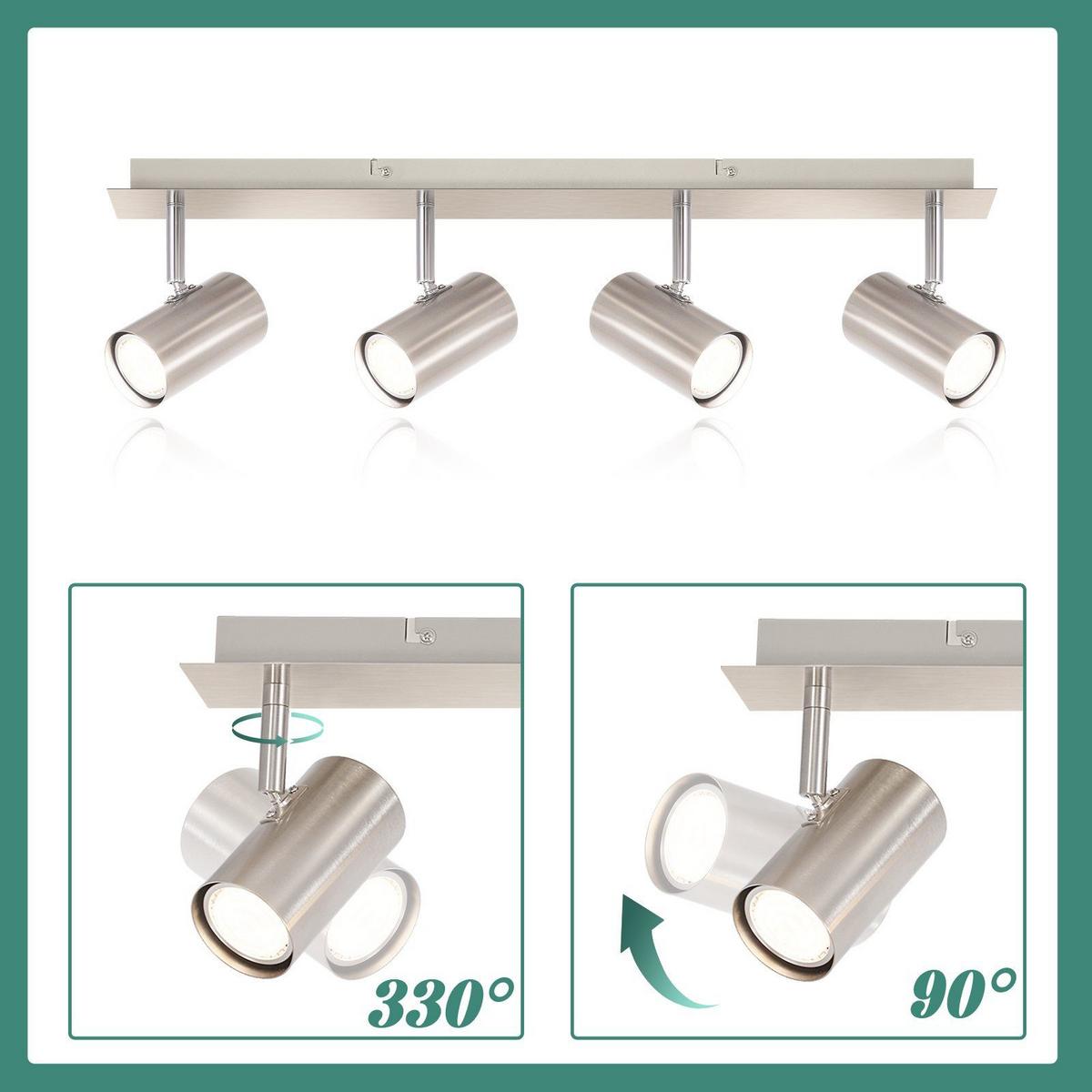 DECKENSTRAHLER Ingrid 4-flammig 62/6/17 cm - Silberfarben, Metall (62/6/17cm) - Nettlife