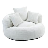 LAZY SOFA– Hoher Rücken & 3 Kissen (Beige Chenille) - Beige, Textil (108/52/108cm) - Urban Meuble