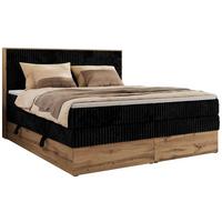 BOXBETT WOOD CLASSIC KING 160/200 - Schwarz Cord - H4 - Schwarz, Textil (160/200cm) - MKS