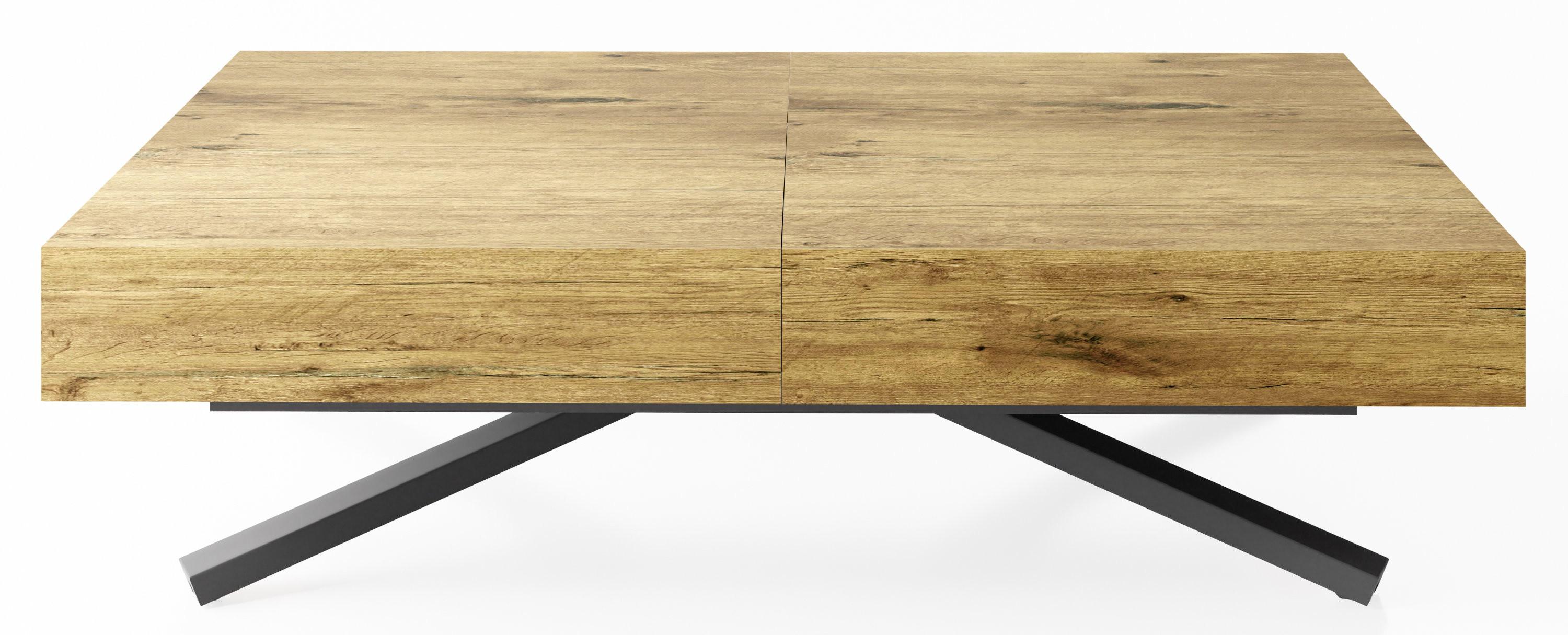 COUCHTISCH Cavetta X höhenverstellbar ausziehbar, Lancelot Eiche 120-200/80/27-76 cm - Eichefarben/Schwarz, Holzwerkstoff/Metall (80/200/76cm) - WFL GROUP