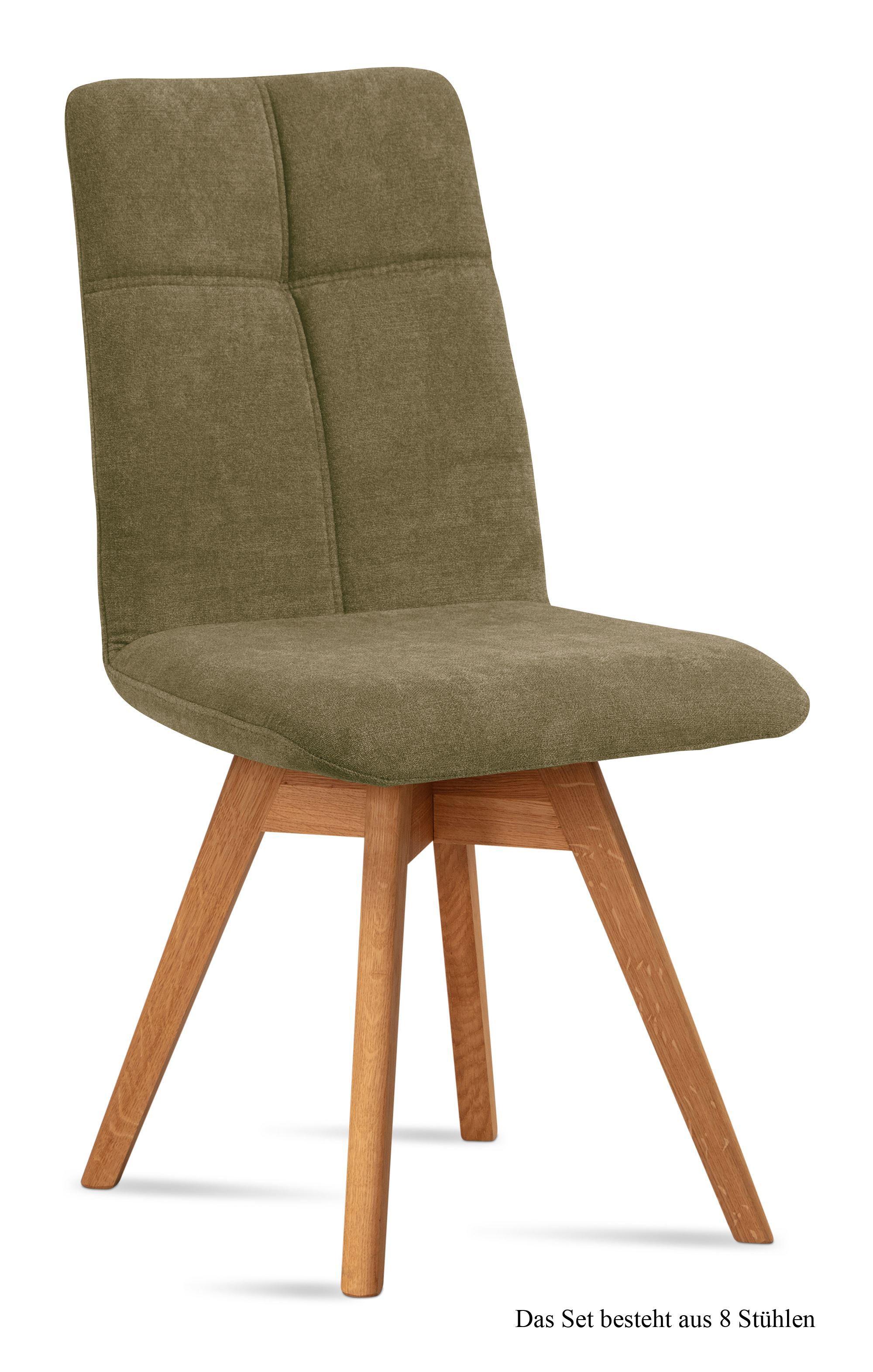 ESSZIMMERSTUHL drehbar (8er-Set) Dorea 47x92x60 Eiche geölt/Olivgrün - Eichefarben/Olivgrün, Kunststoff (60/92/47cm) - 58aufmkessel