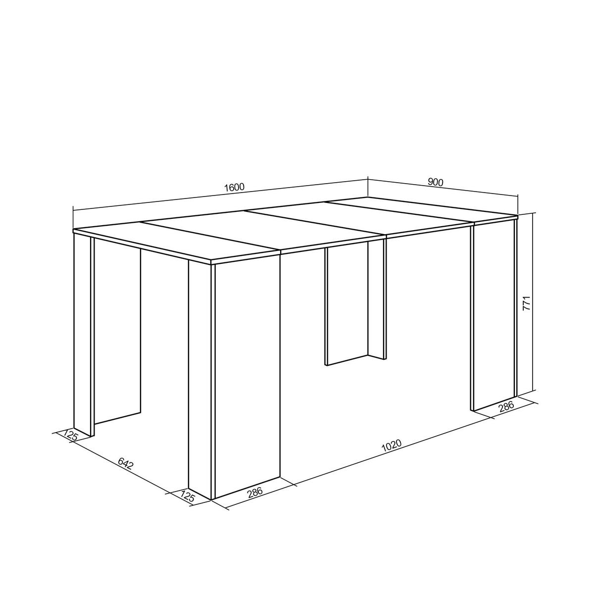KONSOLENTISCH ausziehbar 58 bis 160cm, für 8 Gäste, eiche, 90/58/77cm - Eichefarben, Holzwerkstoff (90/160/77cm) - Skraut Home