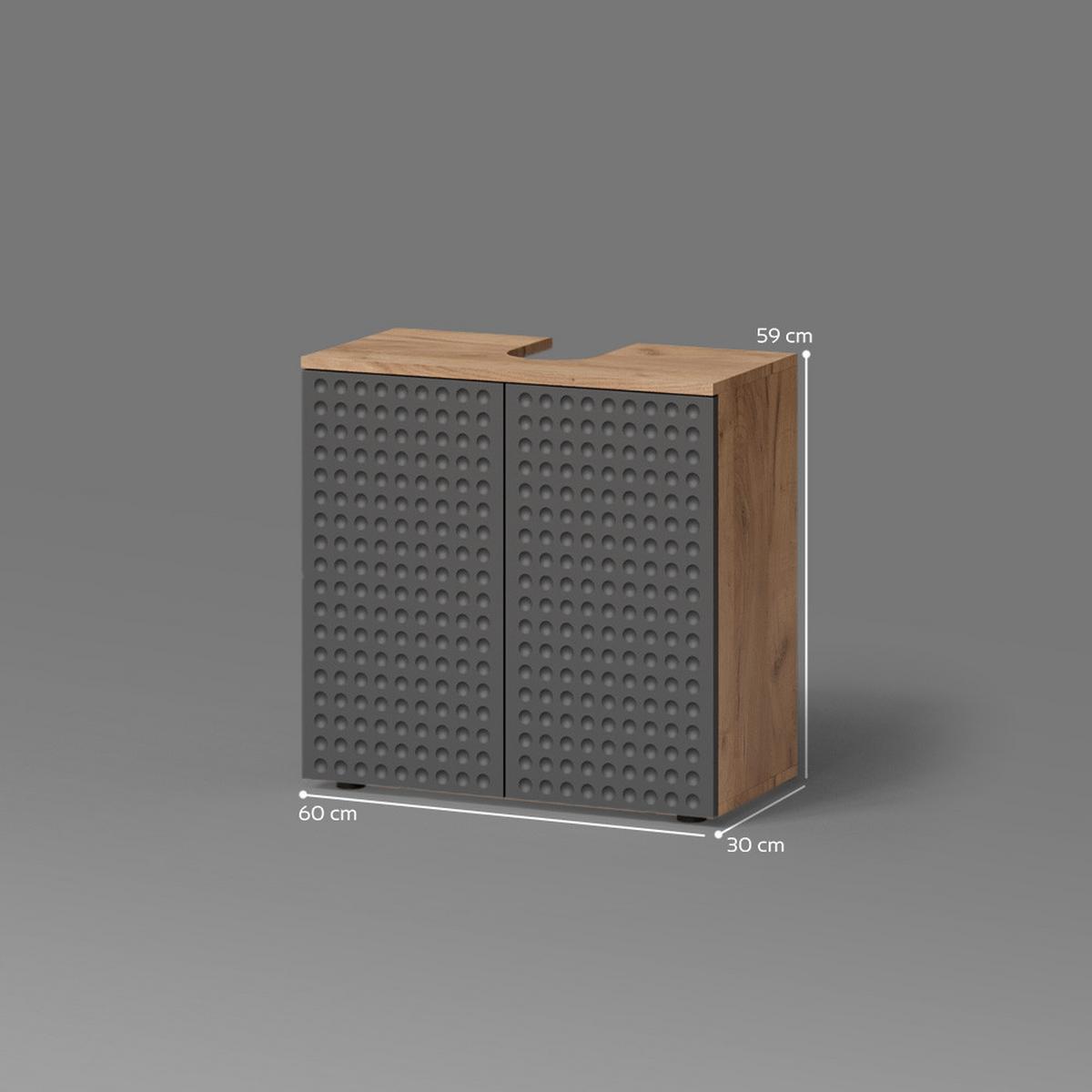 WASCHBECKENUNTERSCHRANK Ronco Anthrazit gepunktet 60 x 59 cm - Anthrazit, Holzwerkstoff (60/59/30cm) - Livinity®