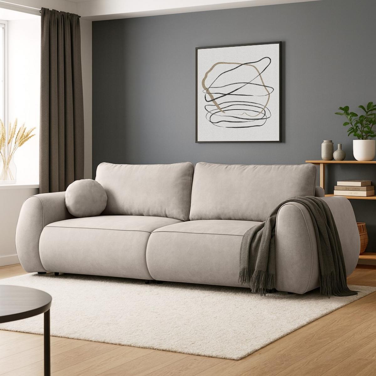 3-SITZER Schlafsofa Bravo mit Eckfunktion, mit zwei Bettkasten, Beige - Beige/Schwarz, Textil (257/96/110cm) - Beautysofa
