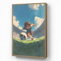 WANDLEUCHTE MIT AKKU Stadion - Fußballer - Ball 60x90 cm - Blau, Holzwerkstoff (60/90/8cm) - OnlyWow
