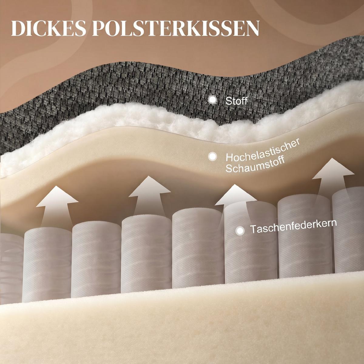 RELAXSESSEL Polyester Hellgrau - Creme/Hellgrau, Holzwerkstoff/Textil (94/104/95cm) - HOMCOM