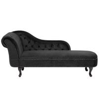 CHAISELONGUE Samtstoff schwarz linksseitig Nimes - Schwarz, Textil (170/79/61cm) - Beliani