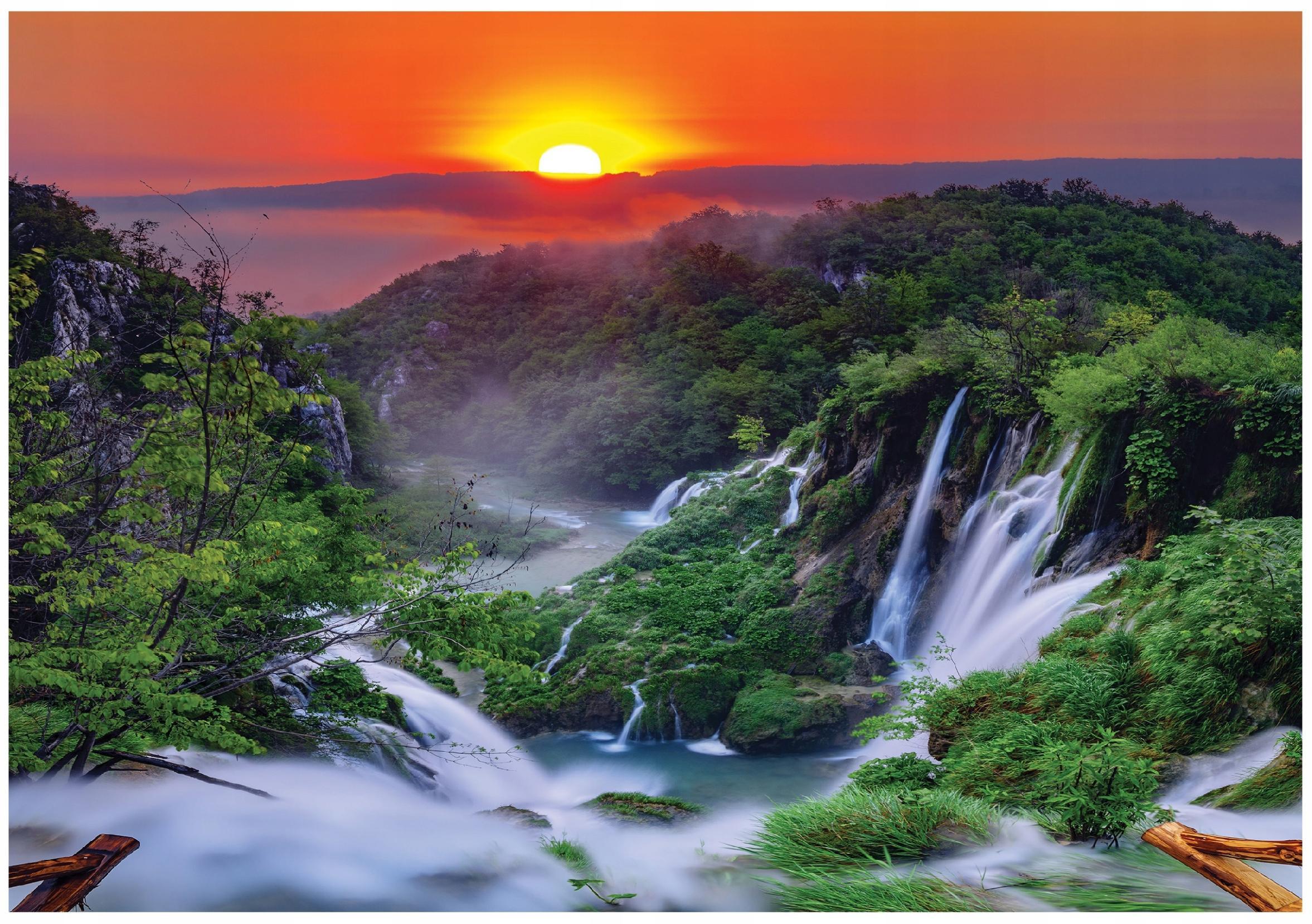 FOTOTAPETE Wasserfall 3D Natur 200x140 - Multicolor, Papier (200/140cm) - Wallarena