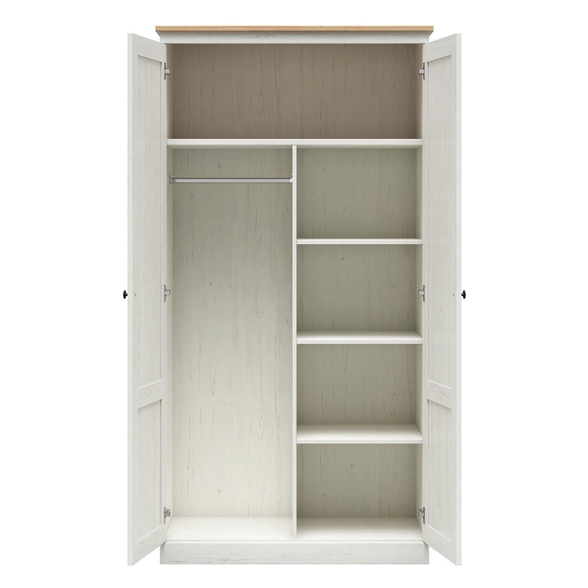 SCHRANK 2 Türen Victoria Weiß und Holz - Weiß, Holzwerkstoff (103/201/58cm) - Petits-meubles