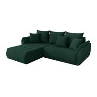 ECKSOFA mit Schlaffunktion Ottomane Links TOKO-L 277x194x86 Grün Velours - Schwarz/Grün, Holzwerkstoff/Kunststoff (277/194cm) - ALTDECOR