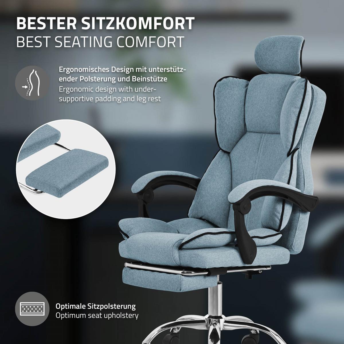 BÜROSTUHL Blau - Blau/Silberfarben, Kunststoff/Metall (66/130.5/59cm) - ML-DESIGN