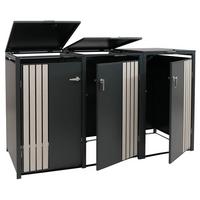 3ER-MÜLLTONNENVERKLEIDUNG Anthrazit, Hellbraun - Hellbraun/Anthrazit, Metall (200/122/84cm) - MCW