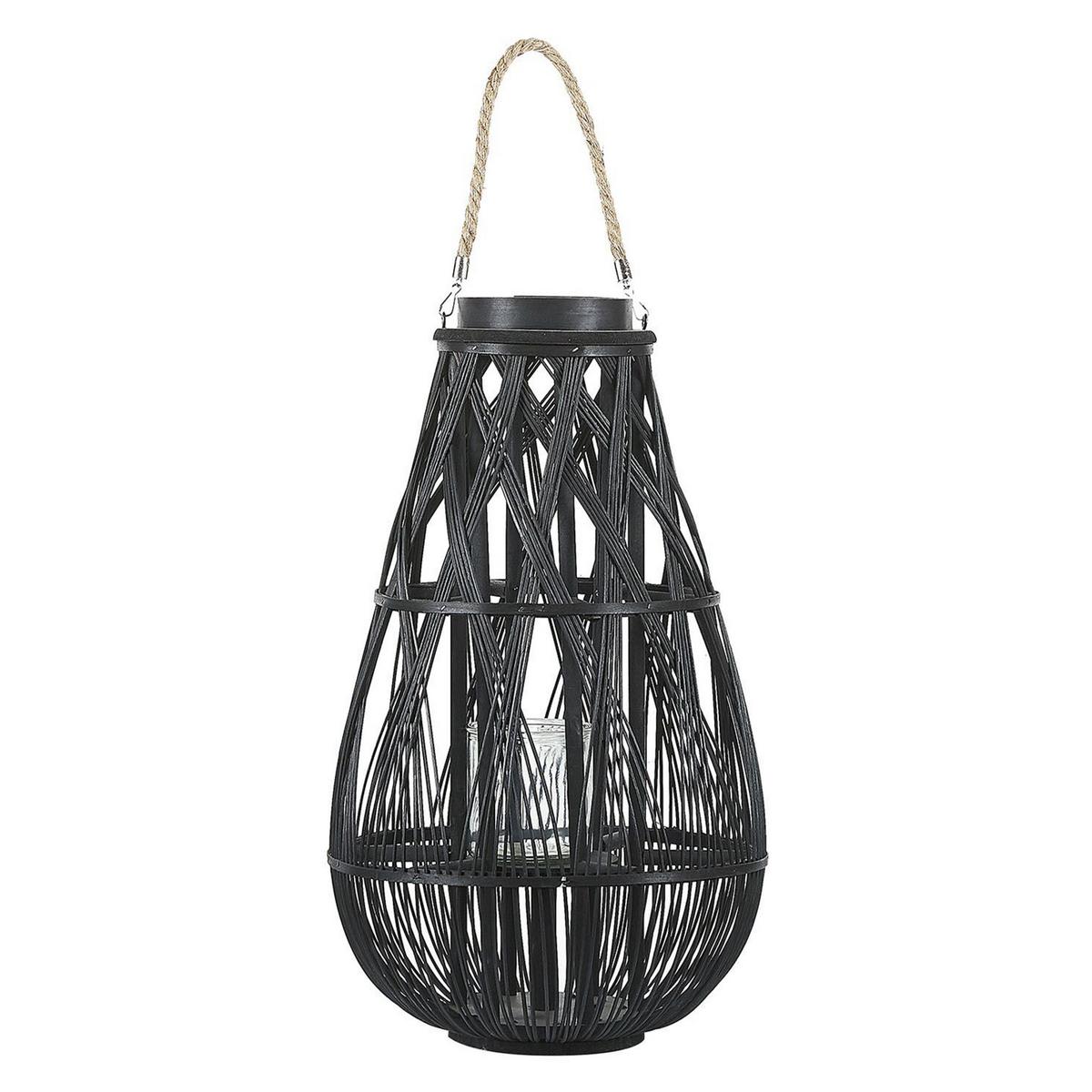 LATERNE Schwarz Tonga - Schwarz, Holz (34/56/34cm) - Beliani