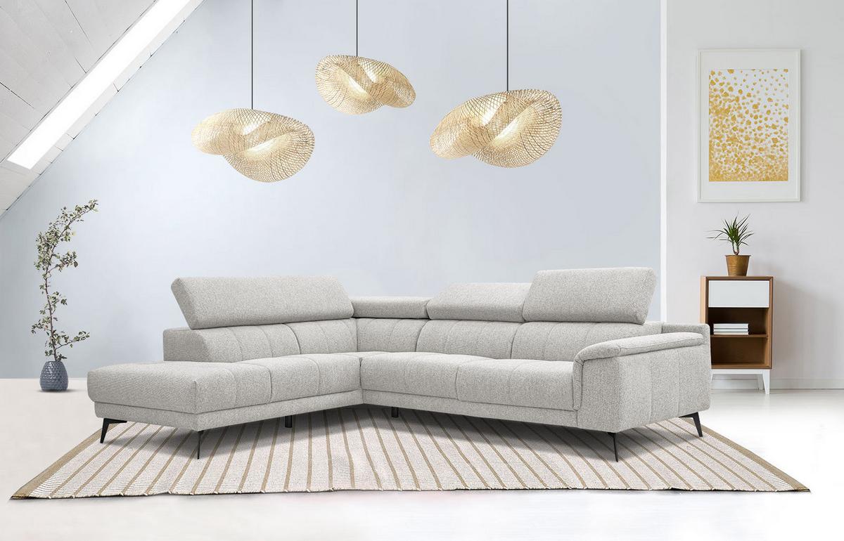 ECKSOFA FIERO 5-Sitzer, creme - Creme/Schwarz, Holzwerkstoff/Textil (158/269cm) - Wozimo