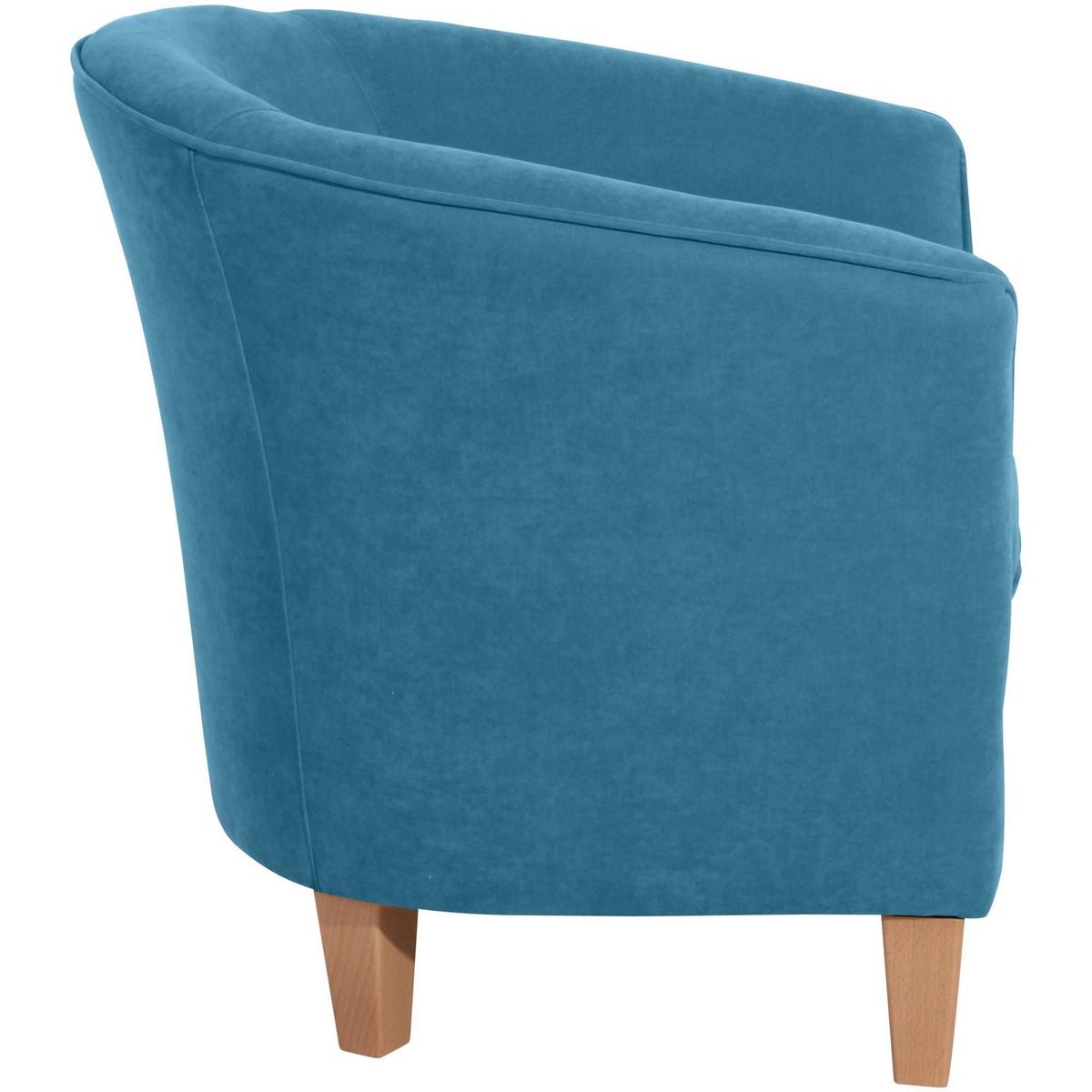 SESSEL Karine Bezug Veloursstoff Buche natur / petrol - Blau, Kunststoff (70/74/70cm) - 58aufmkessel