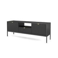 LOWBOARD STELLARE 154x39x56 cm mit 1 Schubladen und 2 Türen Schwarz - Schwarz, Holzwerkstoff (154/56/39cm) - MASSENO