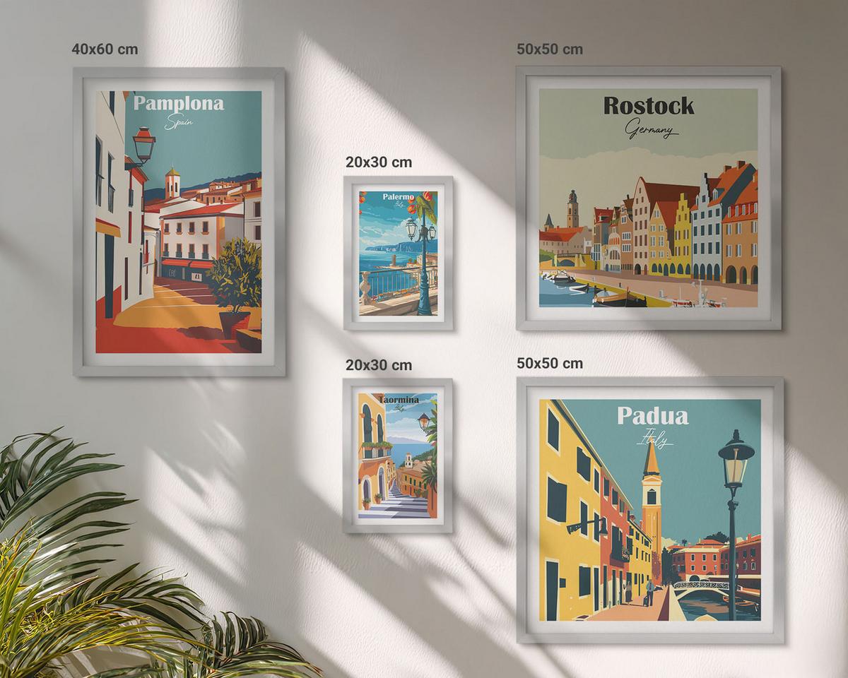 BILDER SET 5er Set - 50x50 cm & 20x30 cm & 40x60 cm Silberner Rahmen - Architektur der Küstenstädte - Silberfarben, Kunststoff (40/60cm) - TULUP