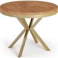 ESSTISCH Dina runder ausziehbarer, Lancelot Eiche 100-180/100/76 cm - Eichefarben/Goldfarben, Holzwerkstoff/Metall (100/180/76cm) - WFL GROUP