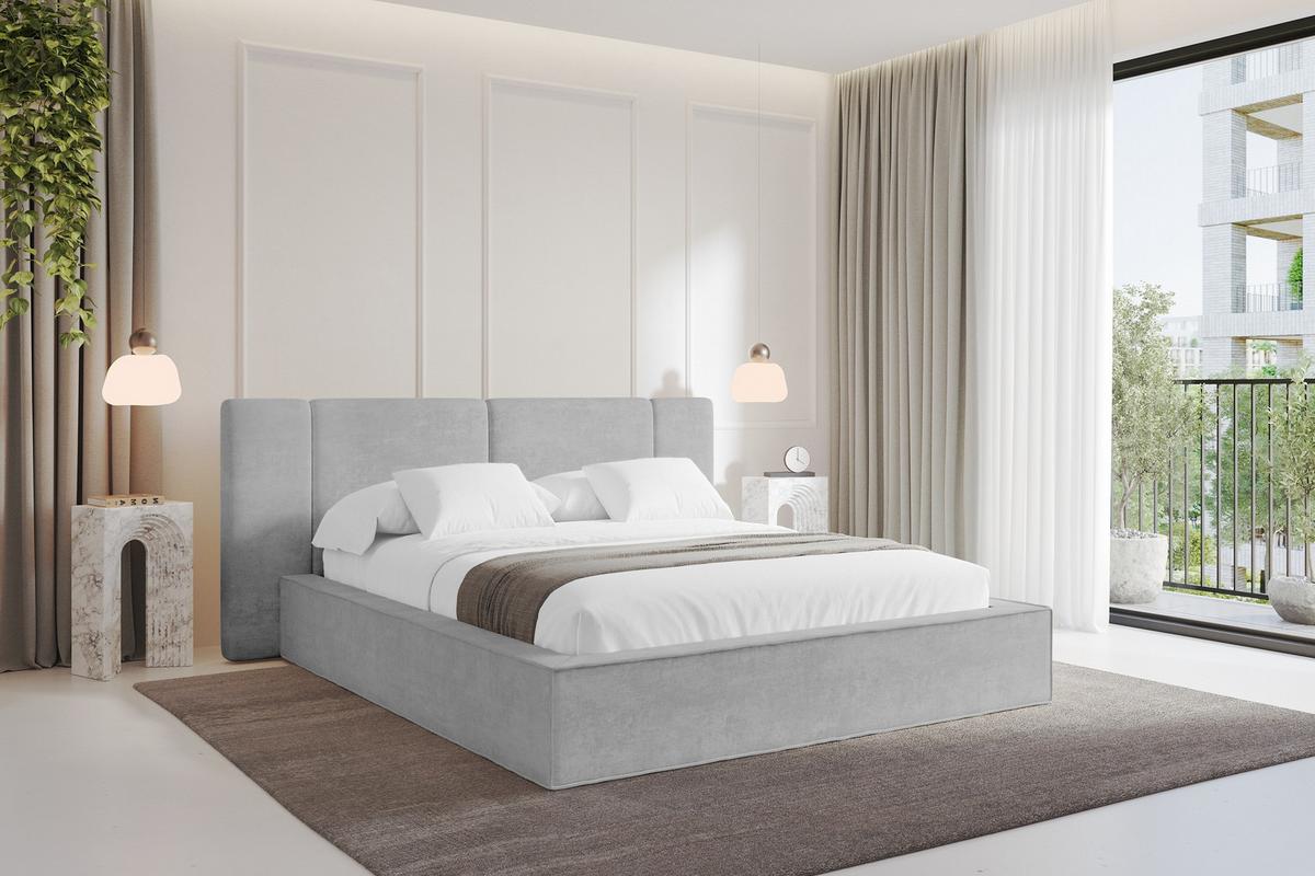 POLSTERBETT mit Bettkasten und Lattenrost, Bett mit Matratze H3/H4 - RIVO 200x200 Grau - Hellgrau, Holzwerkstoff/Textil (200/200cm) - ALTDECOR