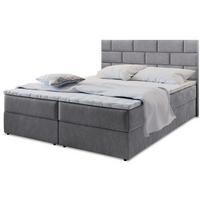 BOXBETT KERLO 200x200 cm mit Matratze und Topper, H2+H3 - Grau - Grau, Holz (200/200cm) - MASSENO