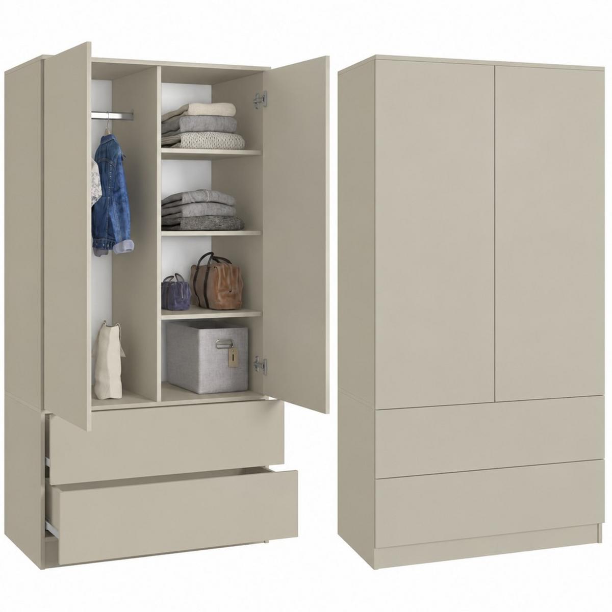 DREHTÜRENSCHRANK Classic mit 2 Türen, mit Schubladen, 90 cm, Kaschmir - Kaschmir, Textil (90/180/50cm) - Beautysofa