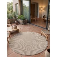 TEPPICH Outdoor ENGADIN in Beige, im Skandi-Stil mit 3D-Design, Ø 120 cm - Beige, Textil (120/120cm) - KADIMA DESIGN