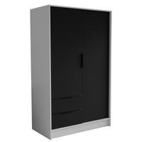 DREHTÜRENSCHRANK CAVA 102/200/51 cm Modern Kleiderschrank 2-türig Weiß - Schwarz/Weiß, Holzwerkstoff (102/200/51cm) - MASSENO