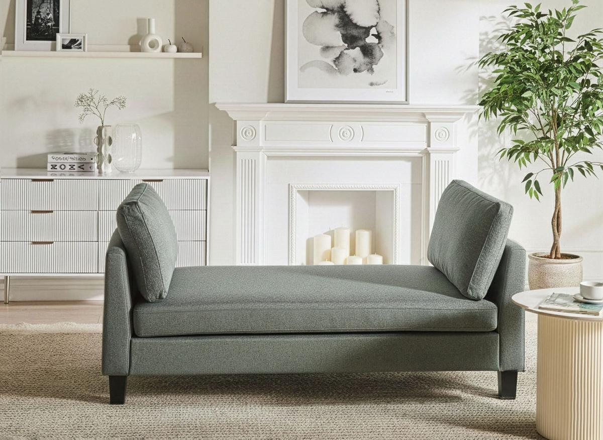 CHAISELONGUE Stoff Grün Archiane - Schwarz/Grün, Textil (170/60/85cm) - Beliani