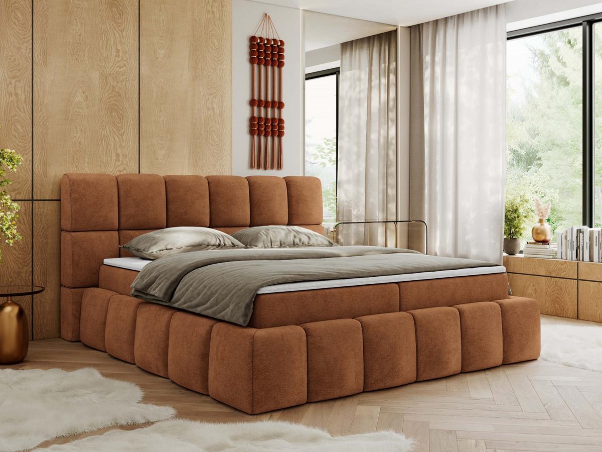 BOXBETT NIRA 180/200 - Orange Strukture - H3 - Orange, Holz/Textil (180/200cm) - MKS