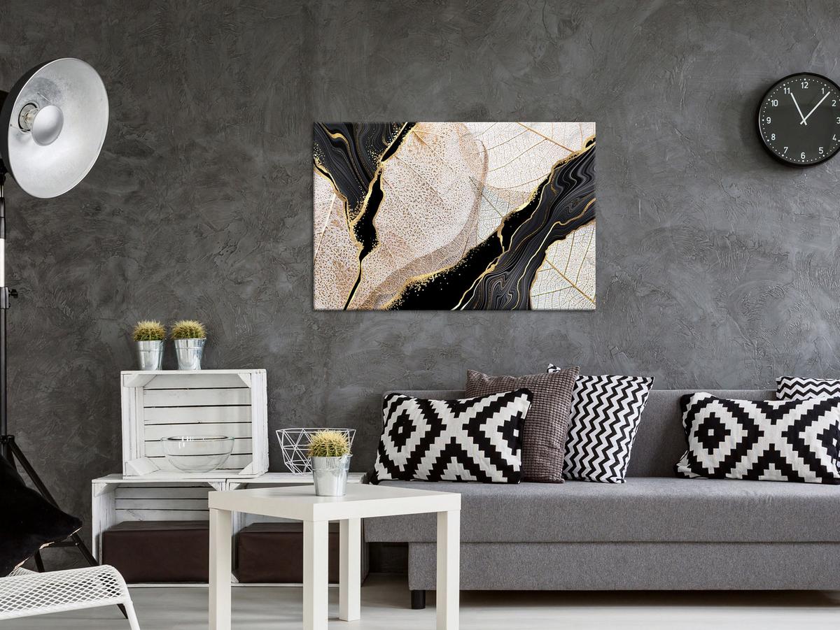 KUNSTDRUCK Beige 90/60 cm - Beige/Schwarz, Textil (90/60cm) - KUNSTLOFT