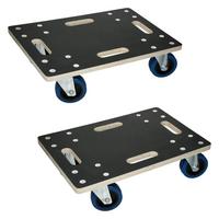 TRANSPORTROLLER 2er Set mit 4 Rollen 35x50 cm Traglast 800kg Siebdruck Holzplatte Black - Anthrazit, Holzwerkstoff (50/35/14.5cm) - ECD-Germany