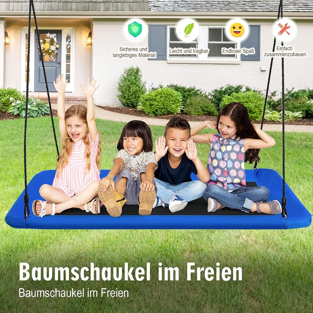 NESTSCHAUKEL Blau - Blau, Textil (150/180/80cm) - COSTWAY