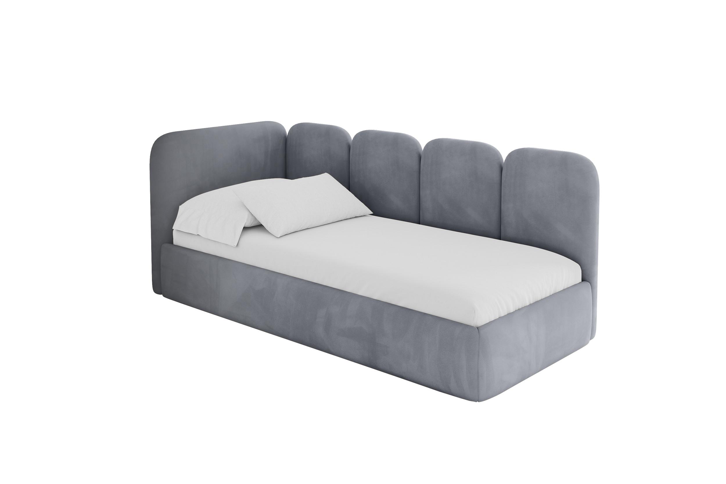 EINZELLBETT Jugendbett mit Bettkasten, Rechts - VELY 100x200 Grau - Blaugrau, Holzwerkstoff/Textil (100/200cm) - ALTDECOR