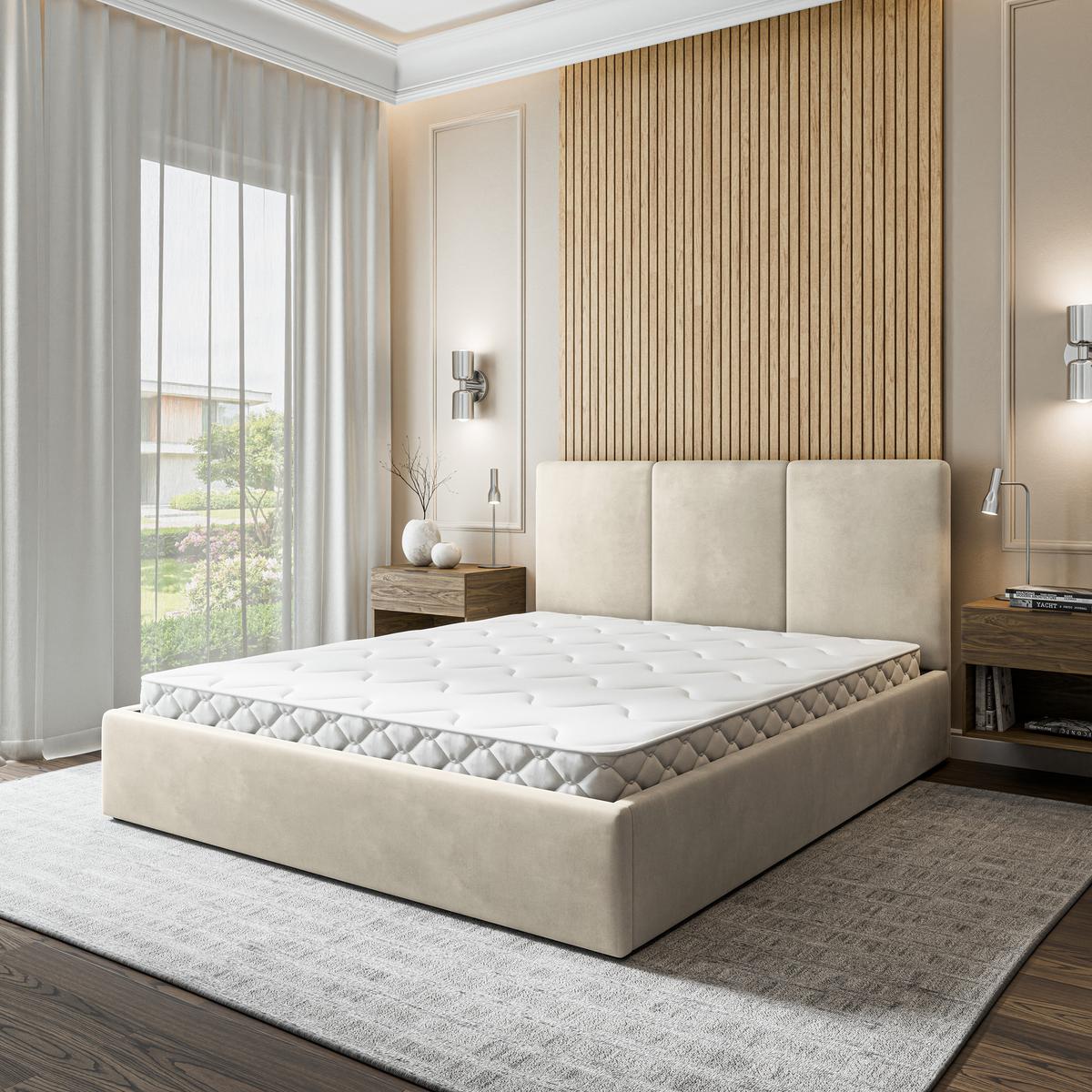 POLSTERBETT AZURI 140x200 cm mit Bettkästen - Beige - Beige, Holz (140/200cm) - MASSENO