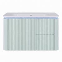 WASCHTISCHUNTERSCHRANK Grün Wandhängend mit LED-Sensor & 4 Schubladen - Grün, Holzwerkstoff (80.5/51/47.05cm) - Urban Meuble