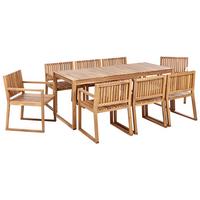 GARTENMÖBEL-SET 8-Sitzer Heller Holzfarbton Sassari II - Hellbraun, Holz - Beliani