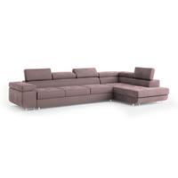 ECKSOFA VICENTE Lila Velours-Stoff mit Schlaffunktion - Lila, Holz (346/202cm) - MASSENO