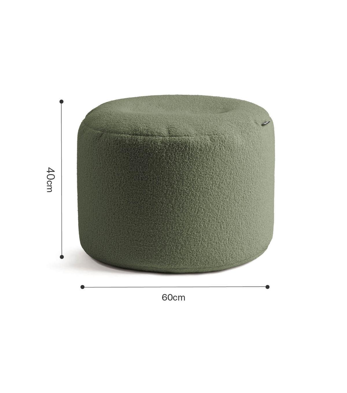 POUF XL Bouclé Mochi - Grün, Textil (60/40/60cm) - Mokebo