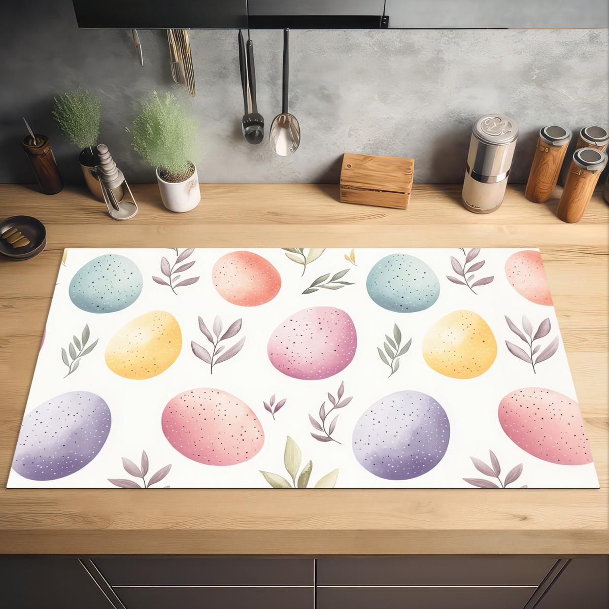 HERDABDECKPLATTE Eier - Bunt - Muster Induktionsschutz 91.6x52.7 cm - Weiß, Kunststoff (91.6/52.7/0.2cm) - MuchoWow